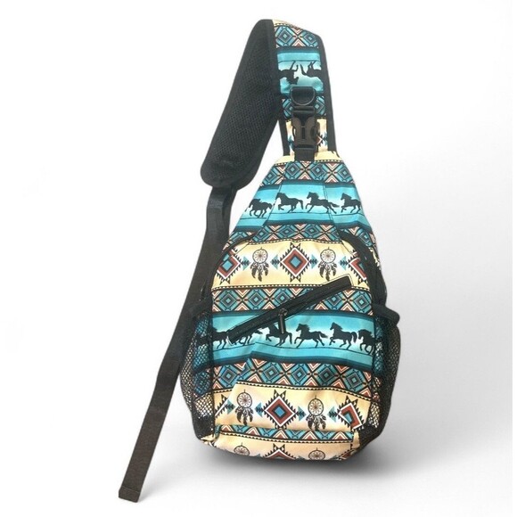 Unbranded Handbags - Horse Sling Crossbody Backpack Southwestern Aztec Western Bag Dream Catchers